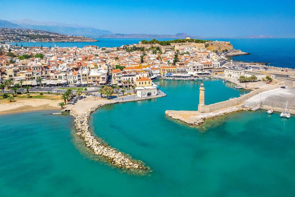 Rethymno Old Town, lighthouse, and promenade.