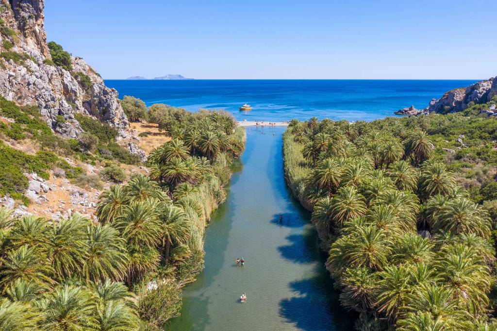 The palm forest and Preveli Beach in Rethymno.
