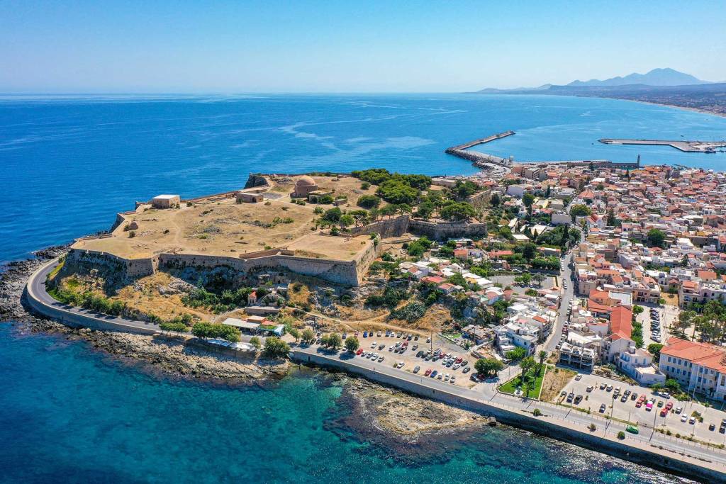 Aerial view of Rethymno Town and the Fortezza Fortress.