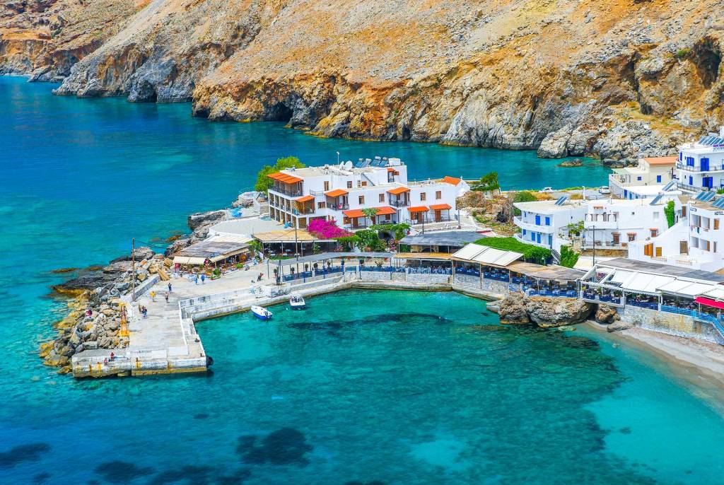 Beautiful seaside taverns in the small port of Chora Sfakion.