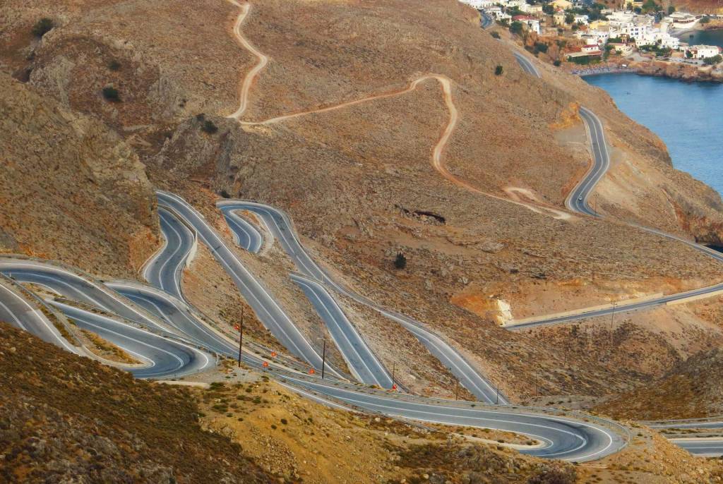The impressive road by Chora Sfakion Village, in South Chania.