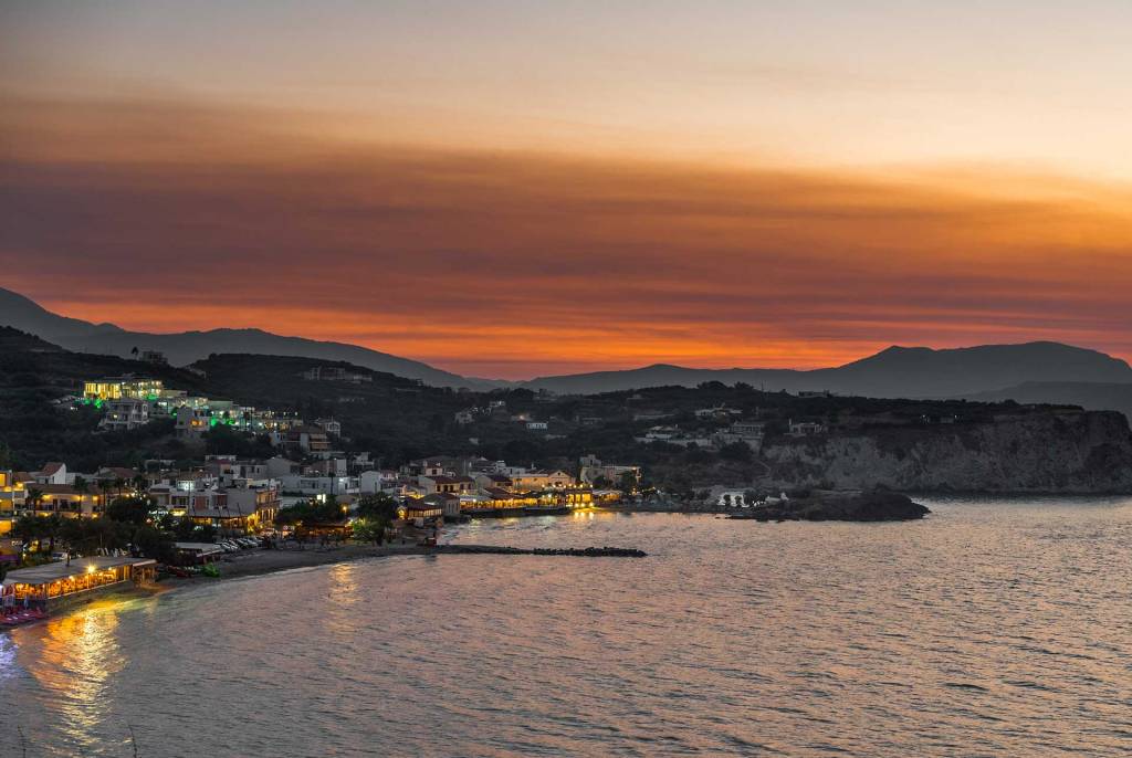 Sunset view in Almyrida Village, Chania.