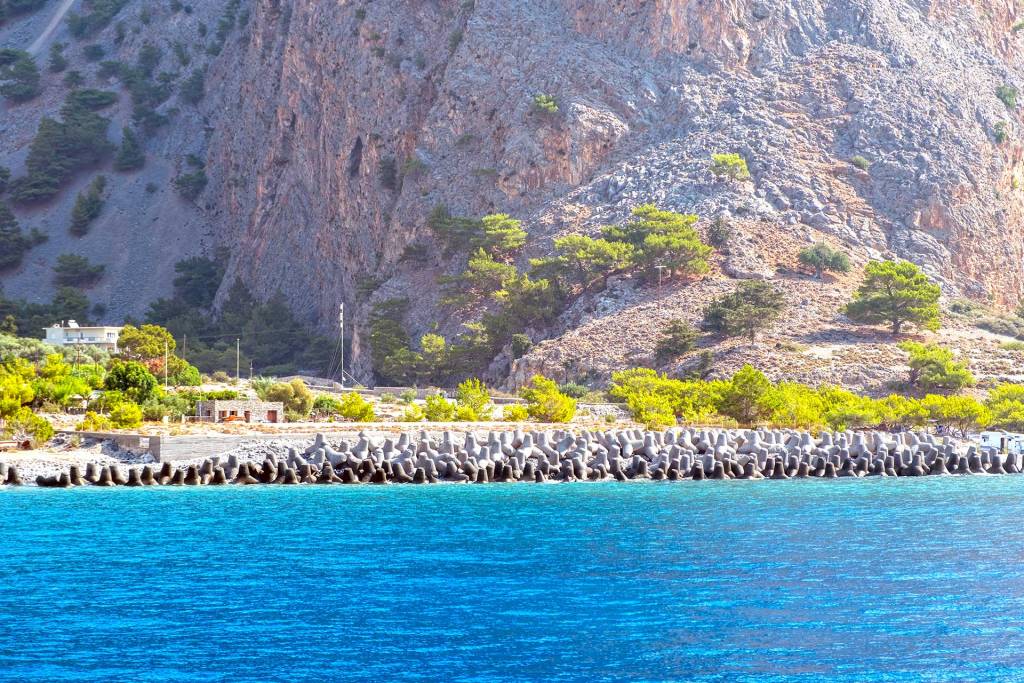 The rocky coastline of Agia Roumeli Village.