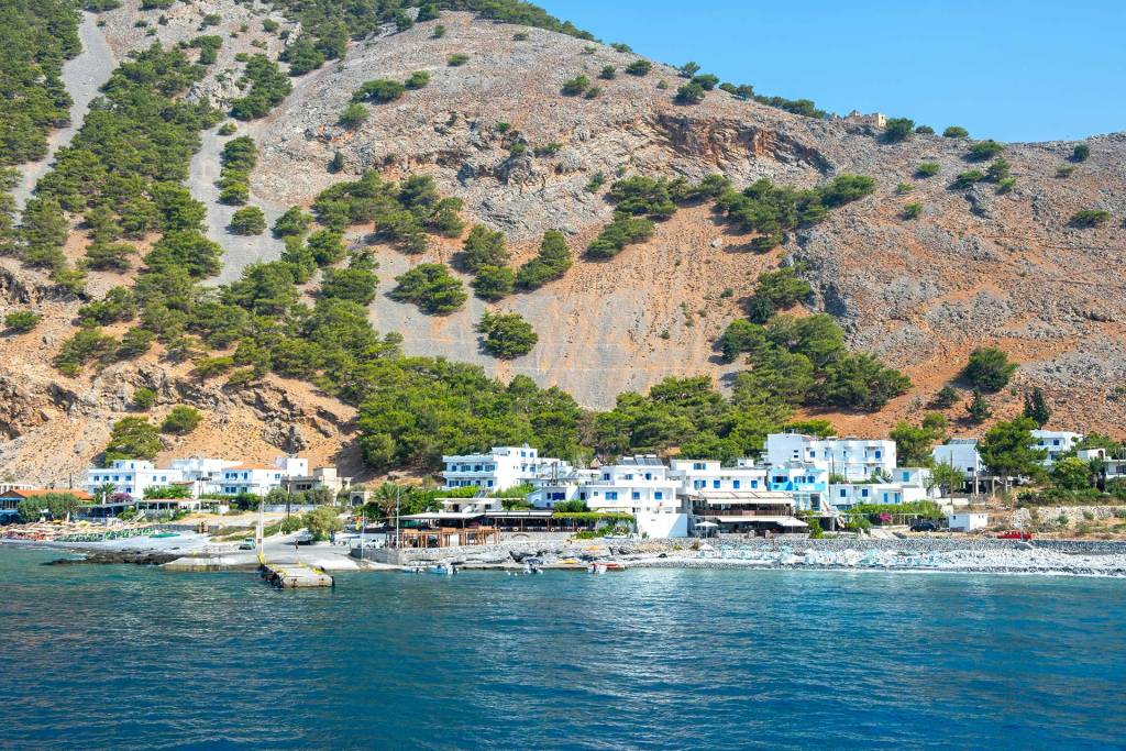 The seaside village of Agia Roumeli in Chania.