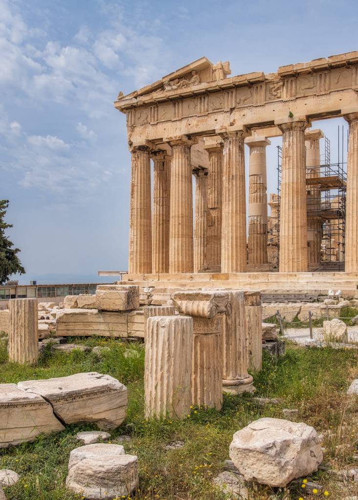 Ancient ruins in Athens Acropolis.
