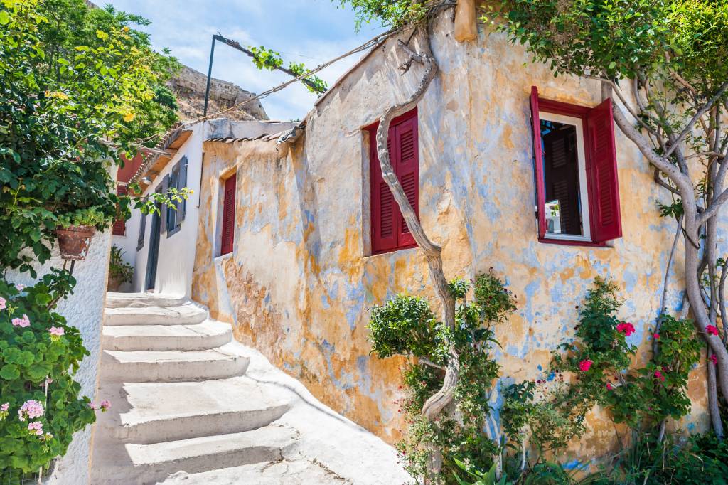 The picturesque Anafiotika Area in Athens Plaka.