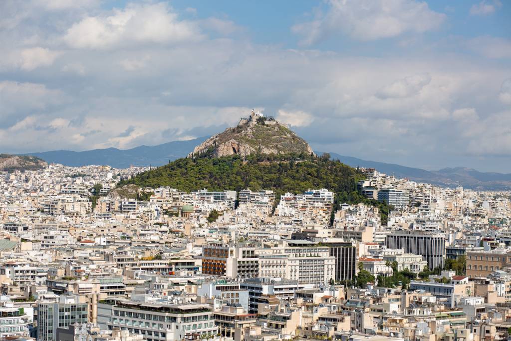 Buildings surrounding Acropolis Hill in Athens.