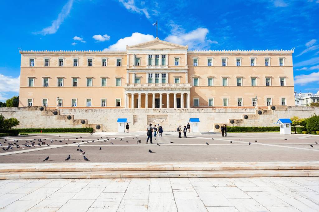 The Hellenic Parliament in Athens Syntagma Square.