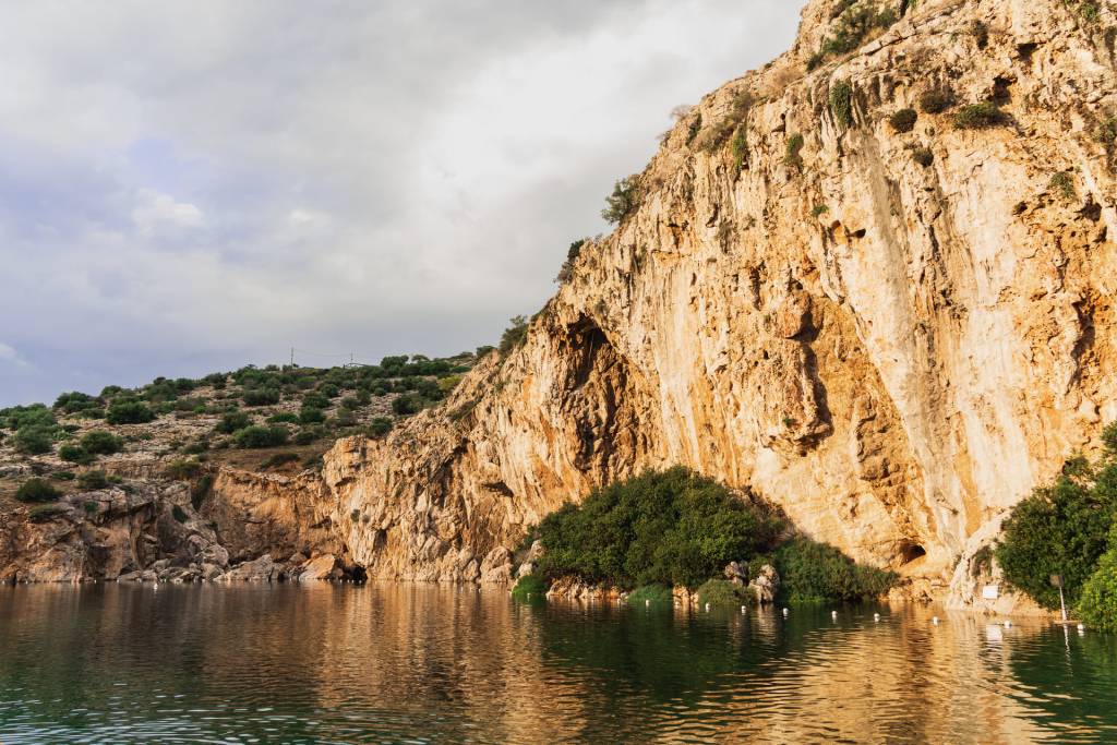 The impressive landscape of Athens Lake Vouliagmeni.
