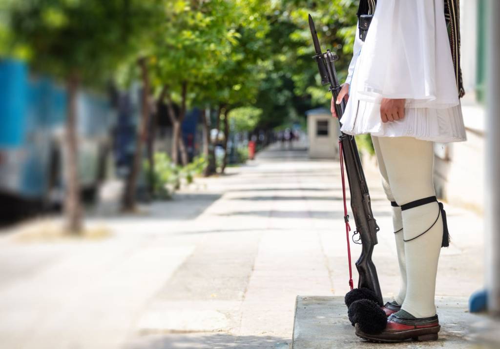 A tsolias standing in Athens.
