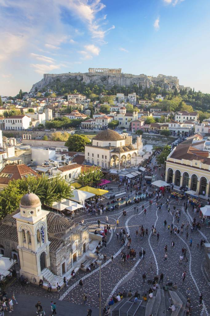 Acropolis, Parthenon, and Athens Monastiraki view.