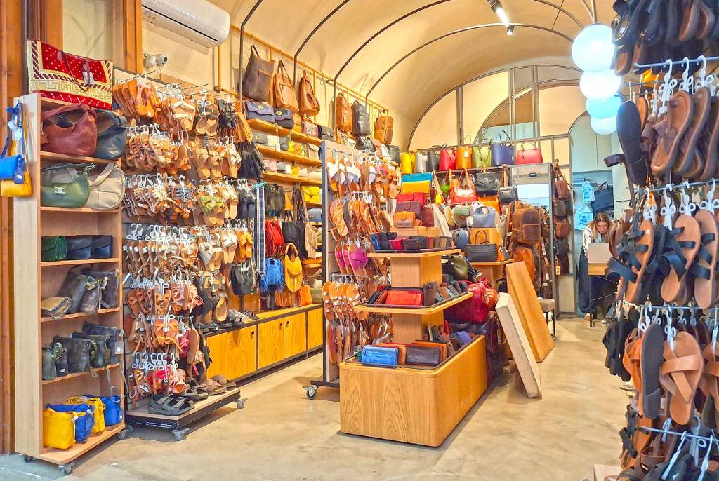 Leather goods and products in Skridlof Street.