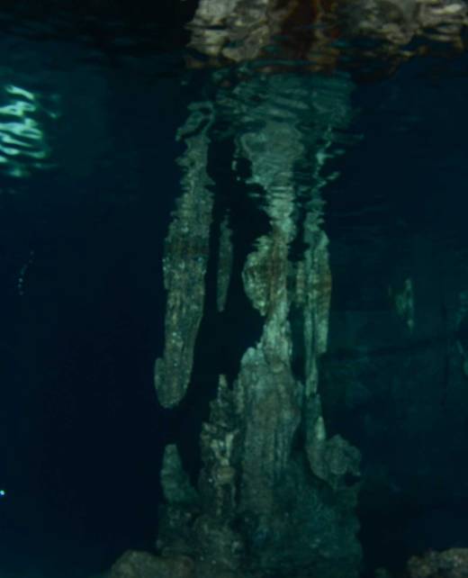 The stalagmites of the underwater Elephant Cave in Chania.