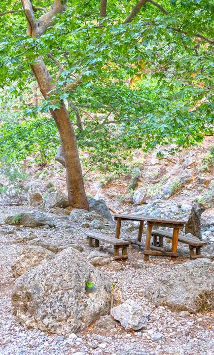 Sitting areas of Agia Irini Gorge.