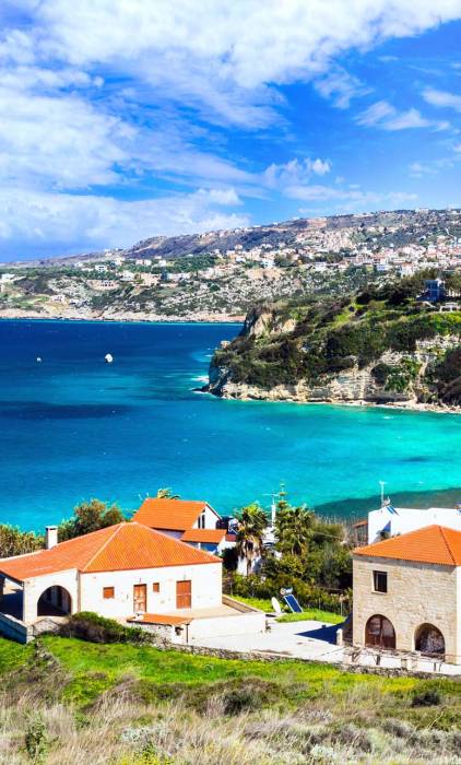 The seaside village of Almyrida by the beach.