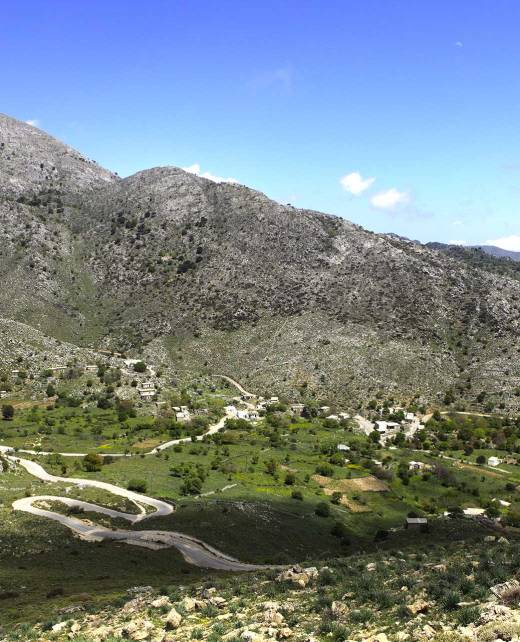 The mountainous Asfendos Plain in the White Mountains of Chania.