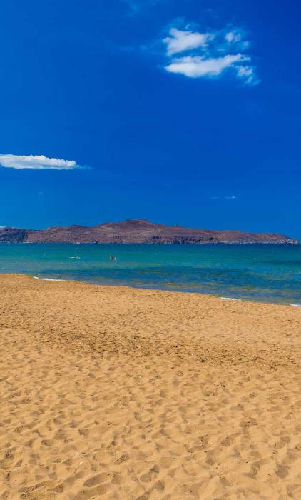 The long sandy beach in Stalos.