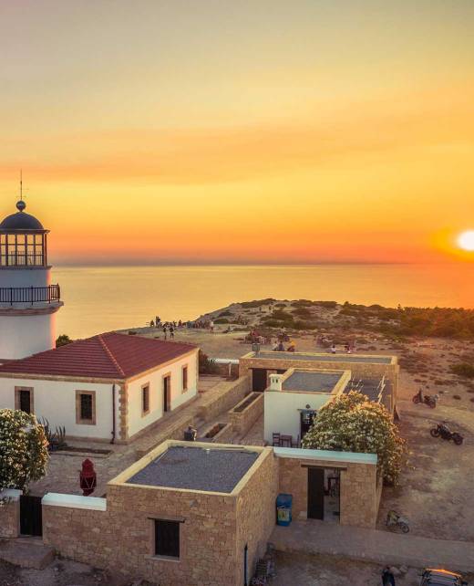 The lighthouse of Gavdos Island at sunset.