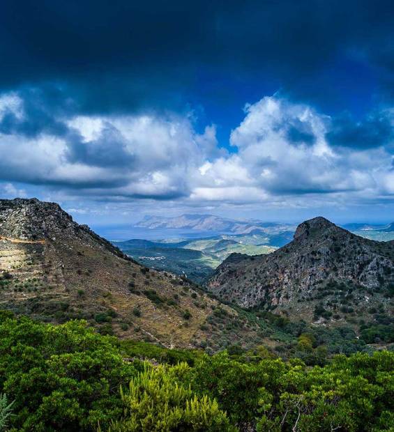 The mountain landscape of Milia Village in Chania (Crete).