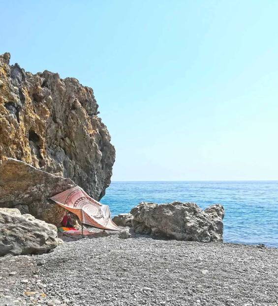 The rocky landscape of Sougia Beach.