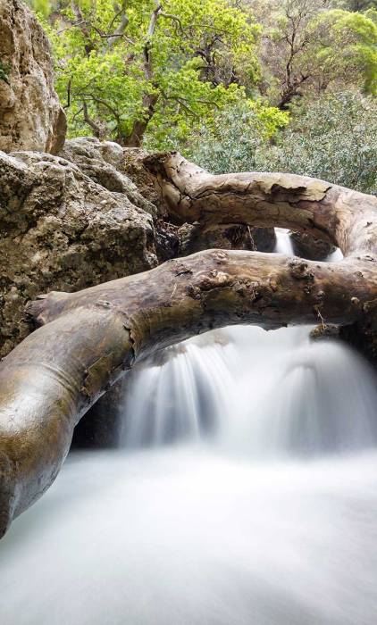 Water inside Topolia Gorge.