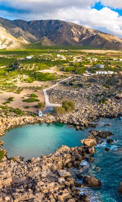 The impressive landscape of Voulolimni in Chania, Crete.